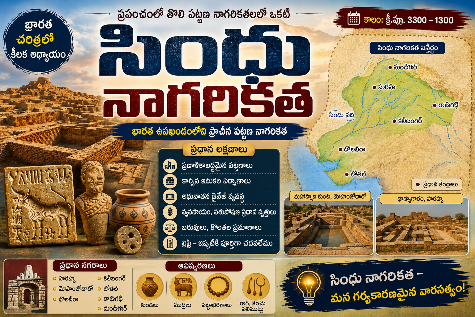 ప్రాచీన భారతదేశ చరిత్ర – సింధు నాగరికత part 1