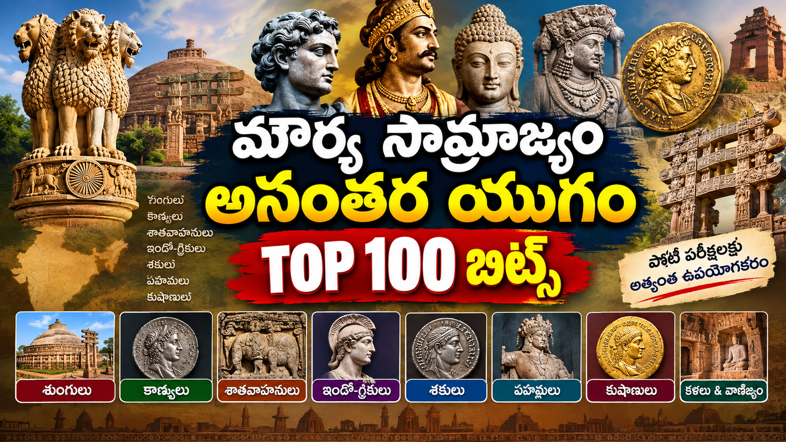 మౌర్య సామ్రాజ్యం అనంతర యుగం TOP 100 బిట్స్