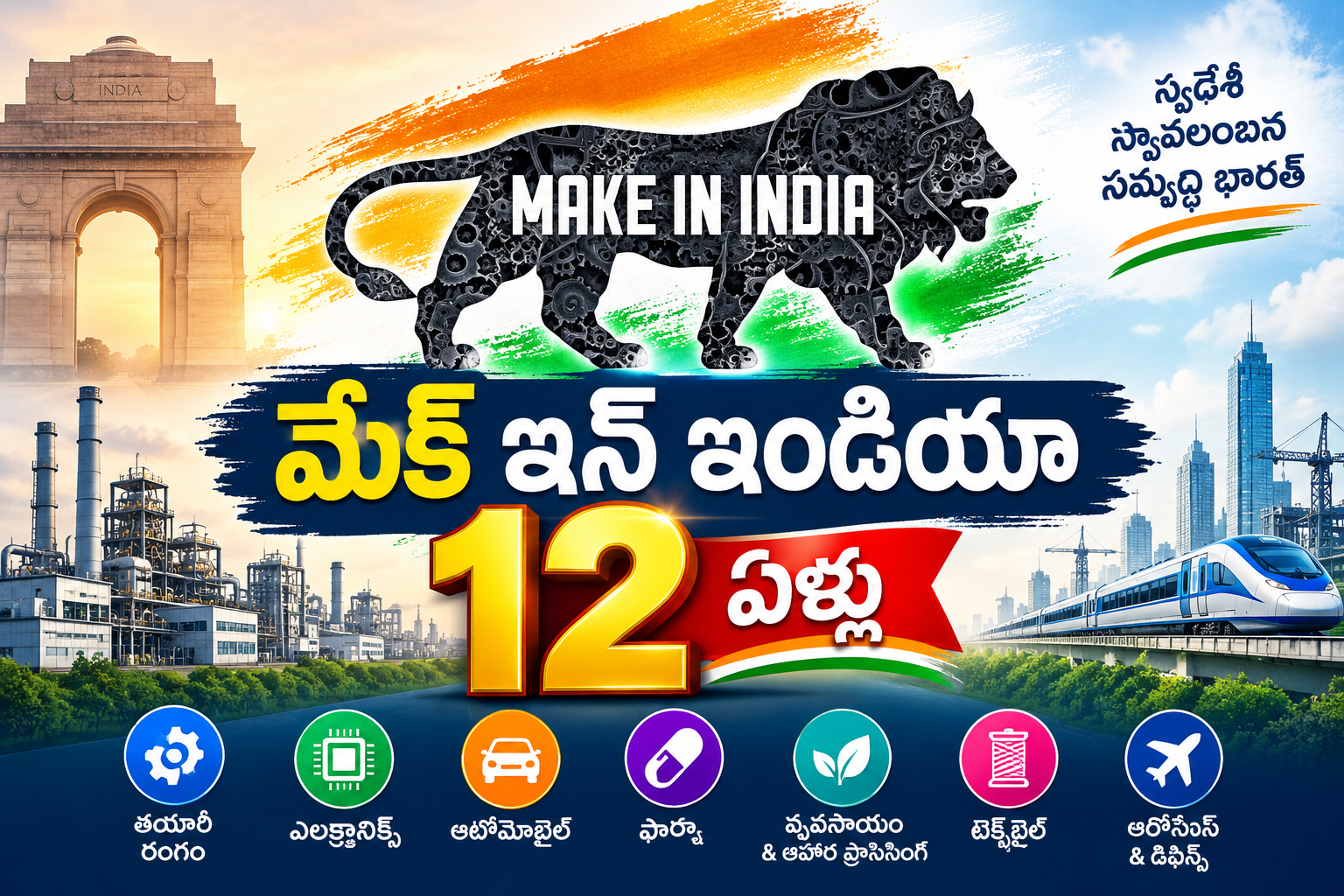 మేక్ ఇన్ ఇండియాకు 12 ఏళ్లు – తయారీ రంగంలో వృద్ధి, సాధించిన విజయాలు మరియు సవాళ్లు