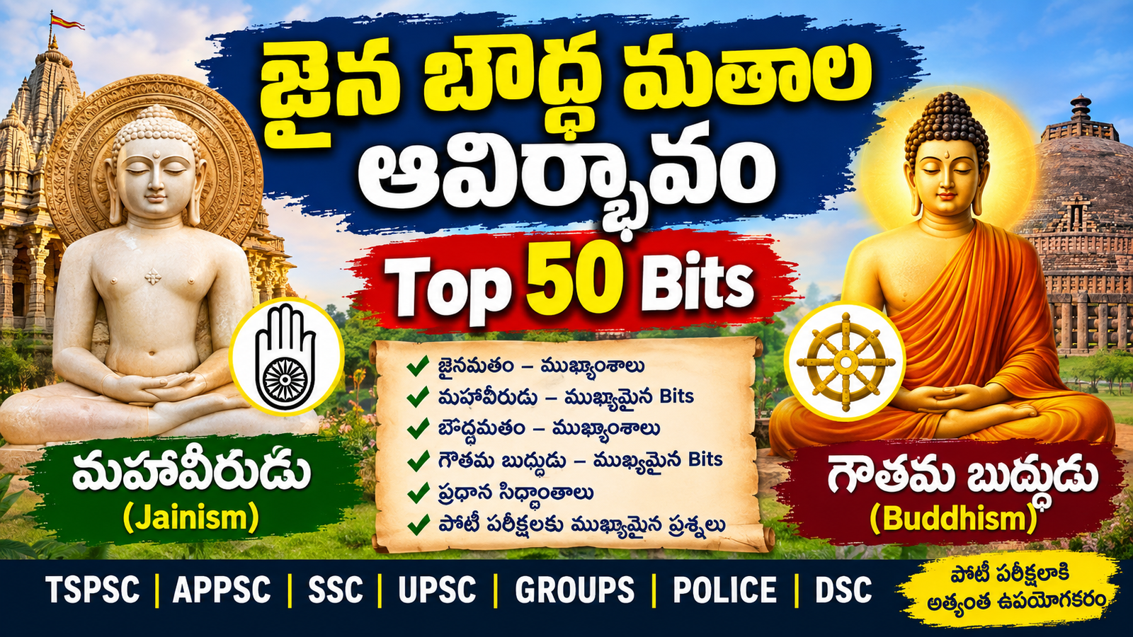 జైన బౌద్ధ మతాల ఆవిర్భావం Top 50 Question
