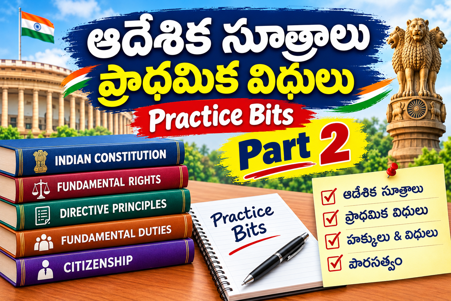 ఆదేశిక సూత్రాలు ప్రాథమిక విధులు ప్రాక్టీస్ బిట్స్ టాప్ 100